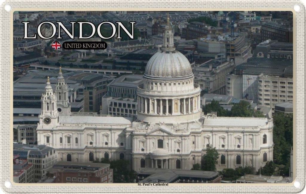 vianmo Blechschild 20x30 cm St. Paul ́s Cathedral London UK Bildmotiv Reisemotiv Abenteuer Reisen Urlaub