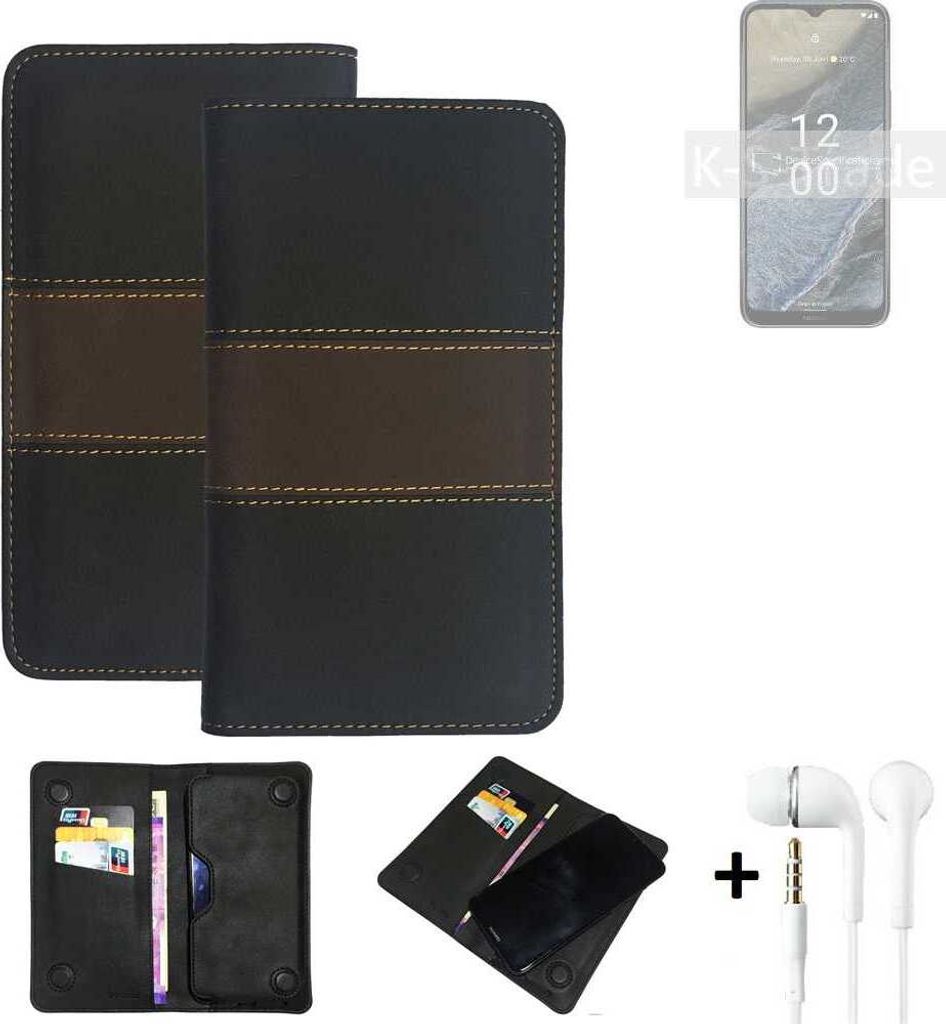 K-S-Trade Handyhülle + Kopfhörer kompatibel mit Nokia G11 Plus Schutzhülle Walletcase Bookstyle Tasche Schutz Case Hülle Wallet Cover Kunstleder