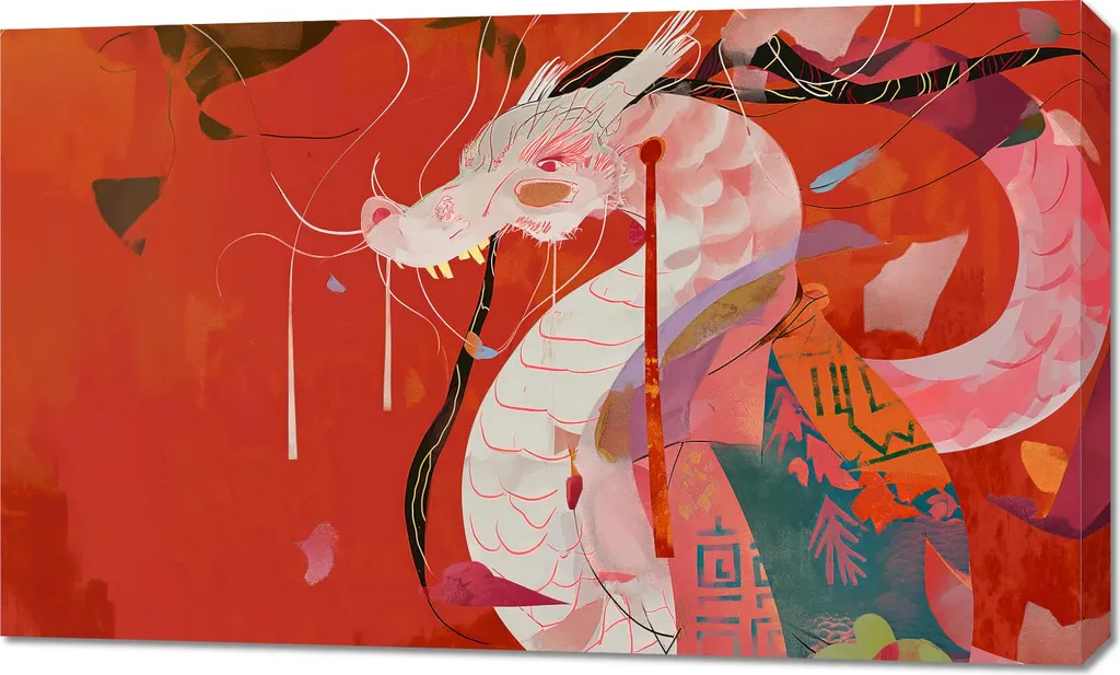 Image Dragon Oriental 100 x 60 cm Haute Définition sur Toile de Qualité