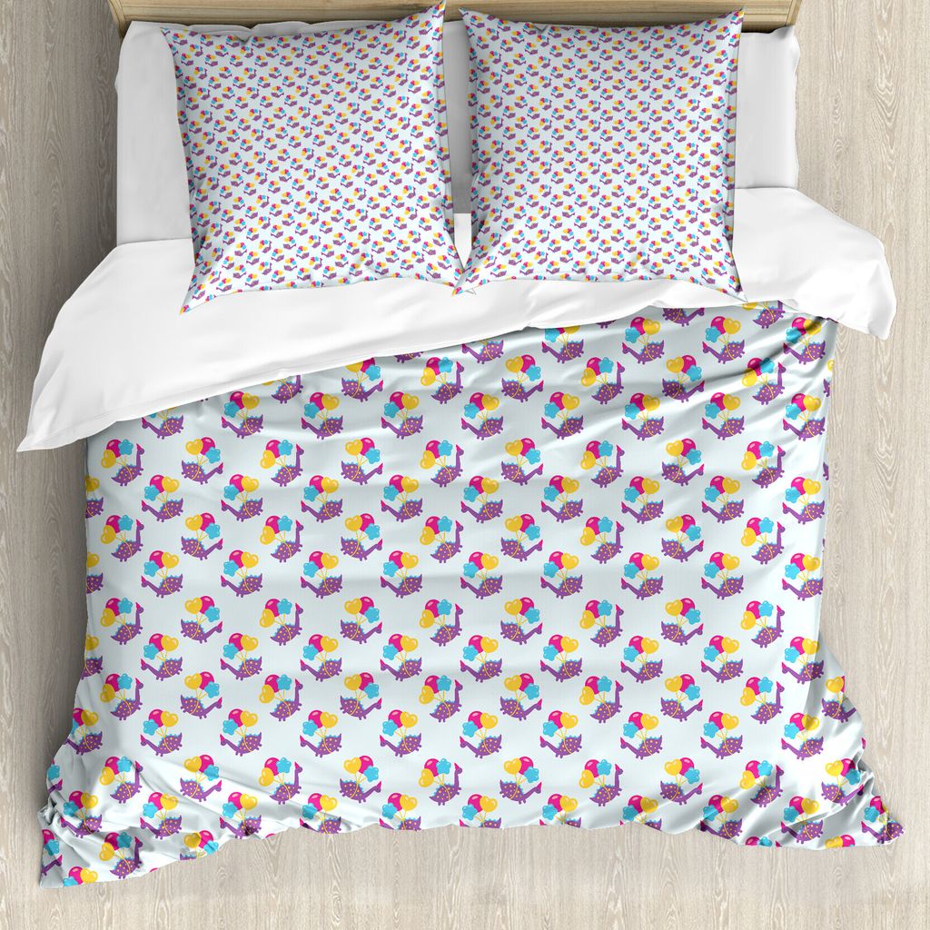 ABAKUHAUS Dino Bettbezug Set für Einzelbetten, Lustige Bunte Birthday Baby, Milbensicher Allergiker geeignet mit Kissenbezug, 200 cm x 200 cm - 80...