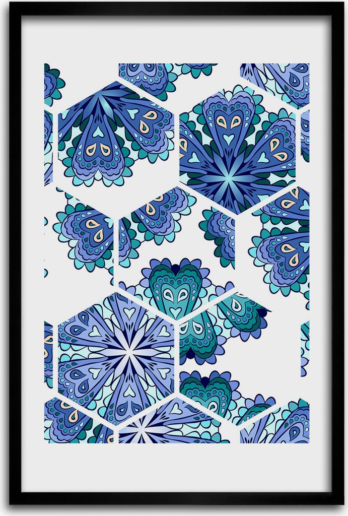 Bild - Bilderrahmen - 40 cm x 60 cm - MDF - Rahmen - Wandkunst - Elemente des Mandalas
