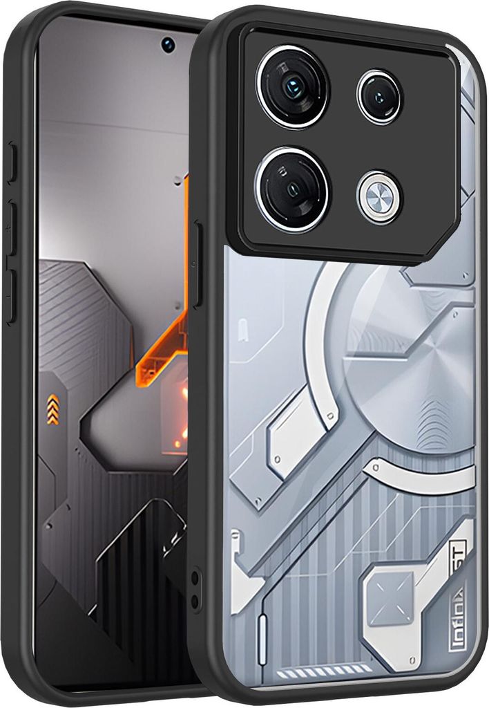 Hülle für Infinix GT 20 Pro Transparente Rückseite TPU Bumper Stoßfest Handyhülle Schwarz