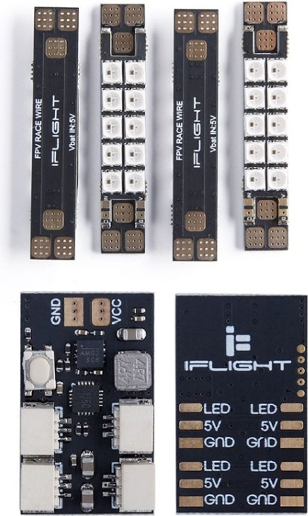 4 PCS / Set iFlight 8x45mm 40A PDB RGB Mehrfarbig Led Streifen Race Wire + Light Control Module für Flight Controller RC
