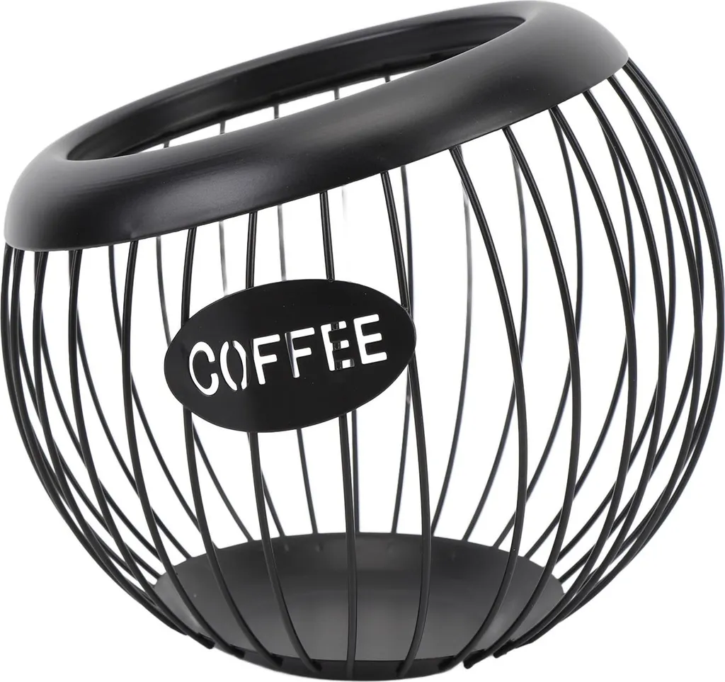 Rangement capsules café pour bureau et comptoir panier fer noir robuste