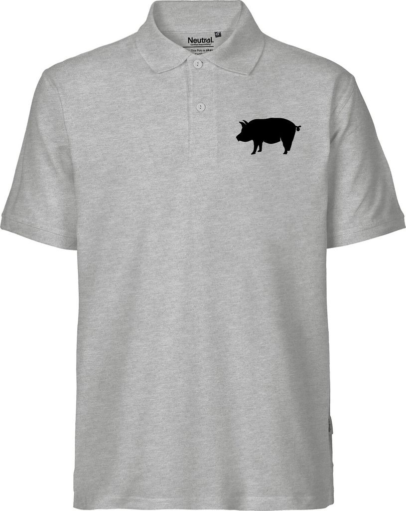 Huuraa Herren Polo Shirt Schwein Silhouette 3XL Sport Grey Bio Baumwolle Fairtrade Poloshirt Geschenkidee