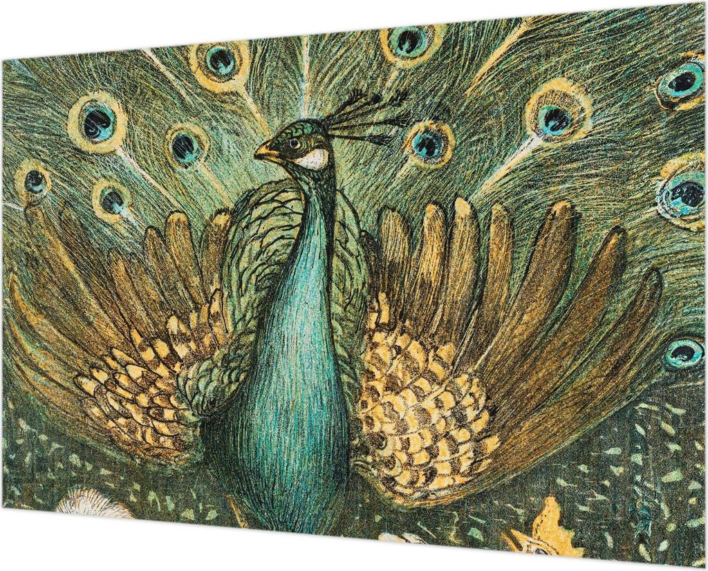 Wandtapete - Dekorative Tapete für Wohnzimmer - Tapetenfolie für Wanddekoration - 152x104 cm - Majestätischer Pfau