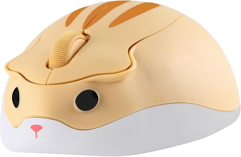 Kabellose Maus Cute Cartoon Hamster Shape Mouse Portable Travel 2.4GHz 1200DPI Optical Cordless Mouse mit USB-Empfänger Compact Silent Mäuse (Gelb)