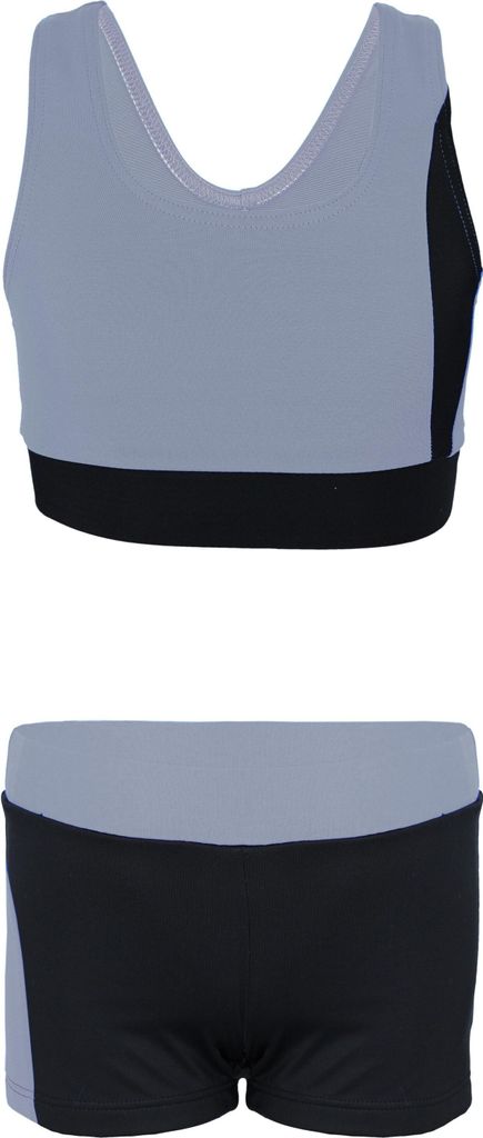 Aquarti Mädchen Sport Bikini - Racerback Bustier & Badehose, Farbe: Schwarz / Grau, Größe: 140