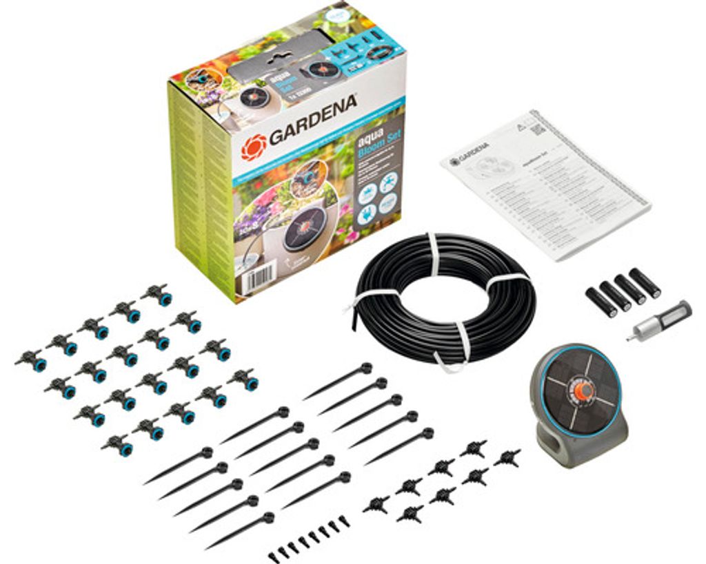 Gardena 13300-20 AquaBloo Juego de boba de riego con energía solarteporizador agua 20 plantas Gardena 13300-20 AquaBloo Juego de boba de riego con energía solarteporizador agua 20 plantas
