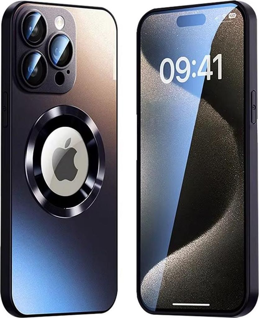 Magnetisches Cover iPhone 16 Pro Max mit Linsenschutz und Logo-Ansicht - Schwarz