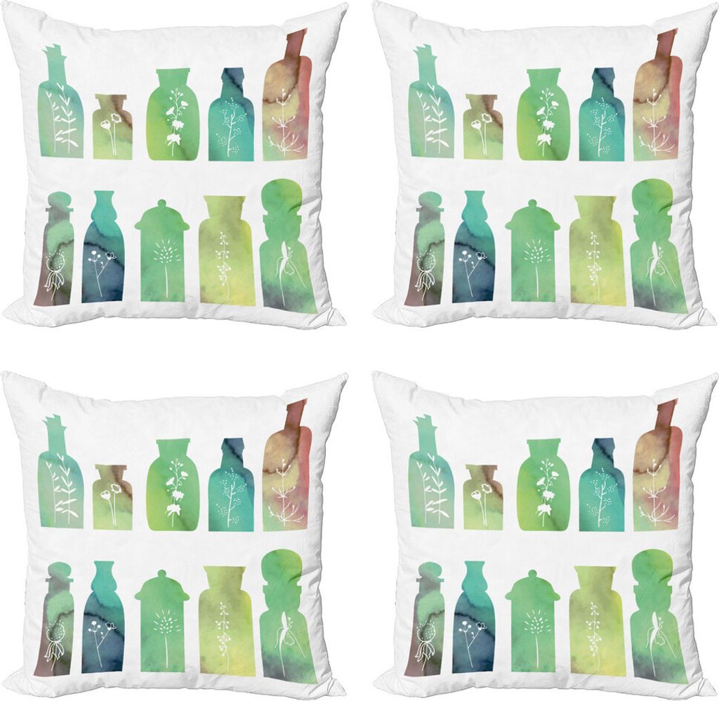 ABAKUHAUS Apotheker Kissenbezug Set (4 Stück), Vintage Medizin, Moderner Doppelseitiger Digitaldruck, 60 cm x 60 cm, Mehrfarbig
