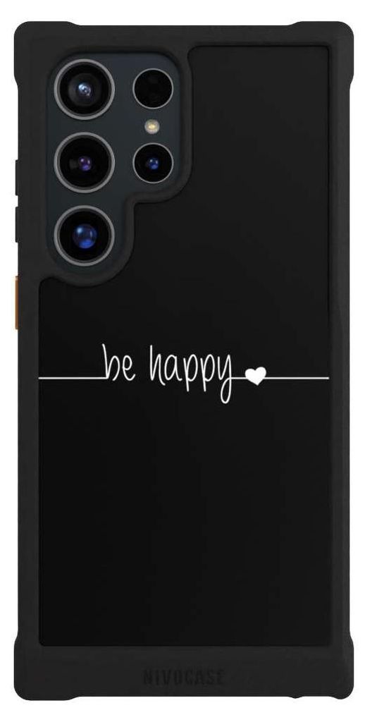 NIVOCASE Hülle für Samsung Galaxy S24 Ultra Stoßfeste Handyhülle NIVOmax Case Schwarz Glück Sprüche Statement