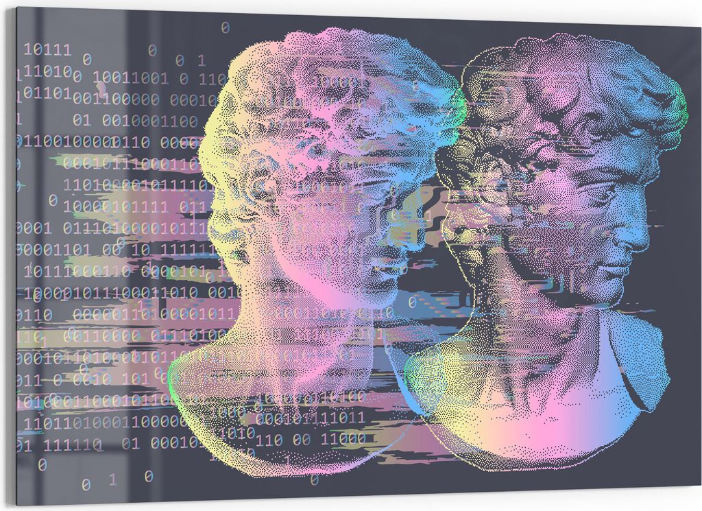 DEQORI Magnettafel Glas 60x40 cm 'Kopf des David in Pastell' beschreibbar Whiteboard