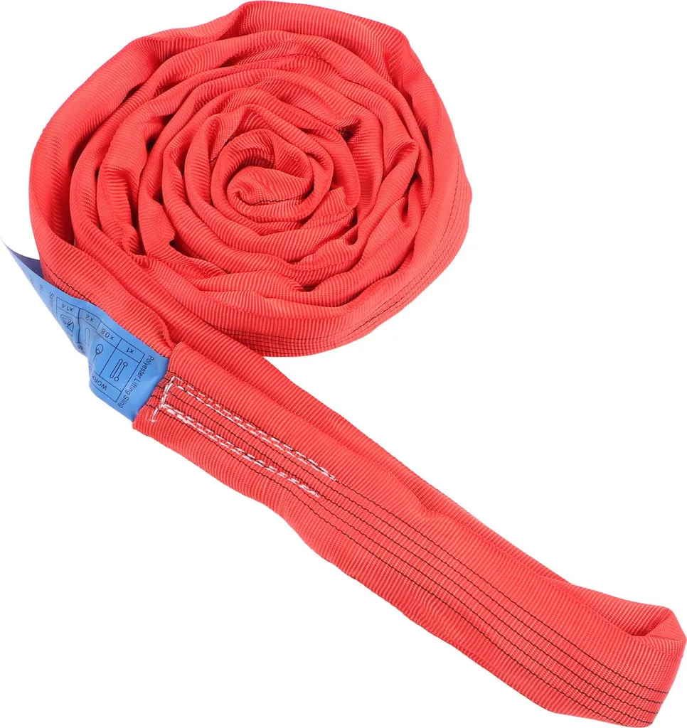 Élingue de levage plate 5 tonnes en polyester rouge, longueur 2 mètres