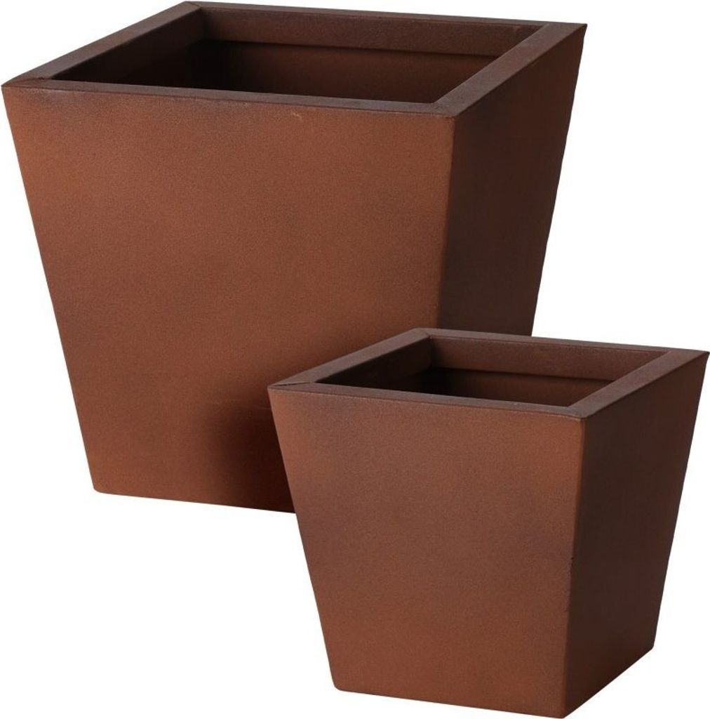 PROGARDEN Metall Blumentopf quadratisch 2er Set KO-FZ1001020