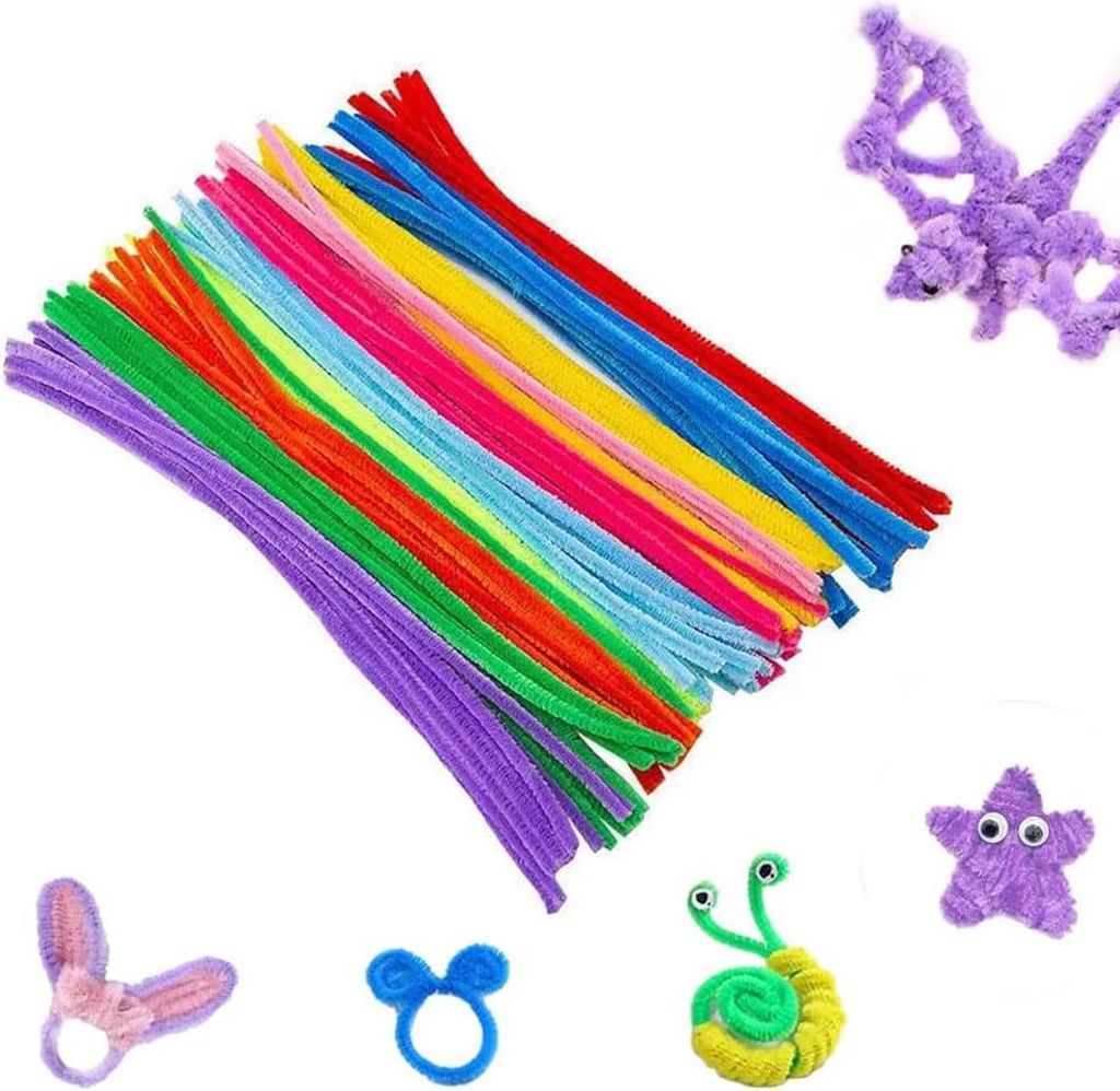 100 Stš¹ck Pfeifenreiniger Bunt zum Basteln, 10 Farben Pfeifenreiniger Chenilledraht Lang 30cm, Pfeifenputzerdraht fš¹r Handwerk Dekorationen, ...