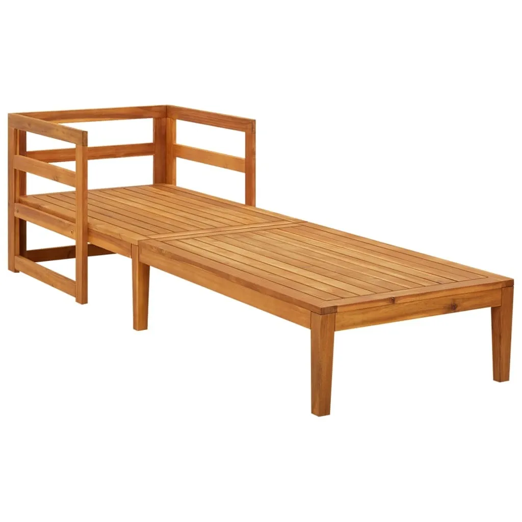Bain de soleil acacia massif avec coussins moelleux blanc crème Luxe
