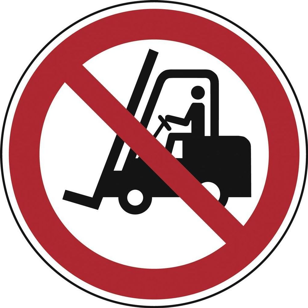 Schild PVC Verbot für Gabelstapler und andere industrielle Fahrzeuge 200mm
