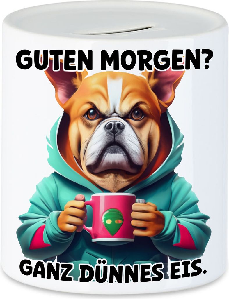 Guten morgen? Ganz dünnes Eis Hund Spardose Langschläfer Produktbild 