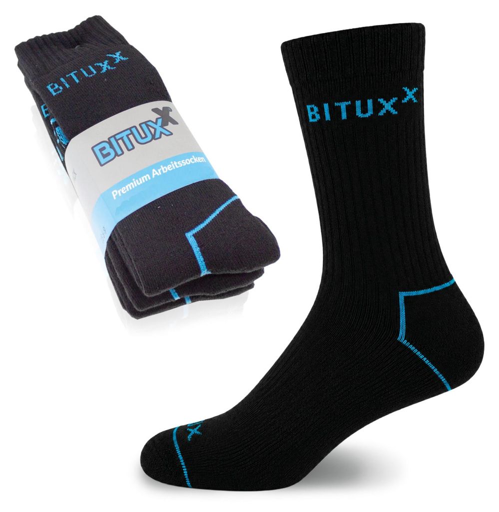 Bituxx 3 Paar Full Freizeit & Arbeitssocken Schwarz 43-46 Produktbild 