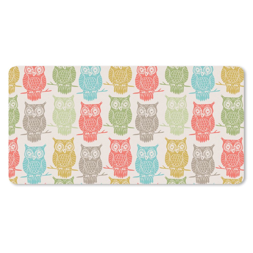 MuchoWow Mauspad Mousepad Muster - Eule - Vögel 60x30 cm - Mousepads - Maus Mat - Pad - Mausunterlage - Nachhaltig