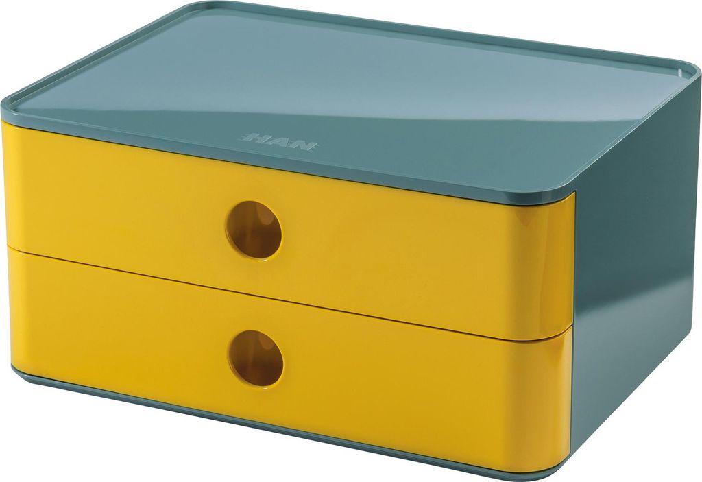 HAN Schubladenbox Allison SMART-BOX mit 2 Schubladen und Trennwand, Kabelführung, stapelbar, Utensilienbox für Büro, Schreibtisch Küche, möbel...