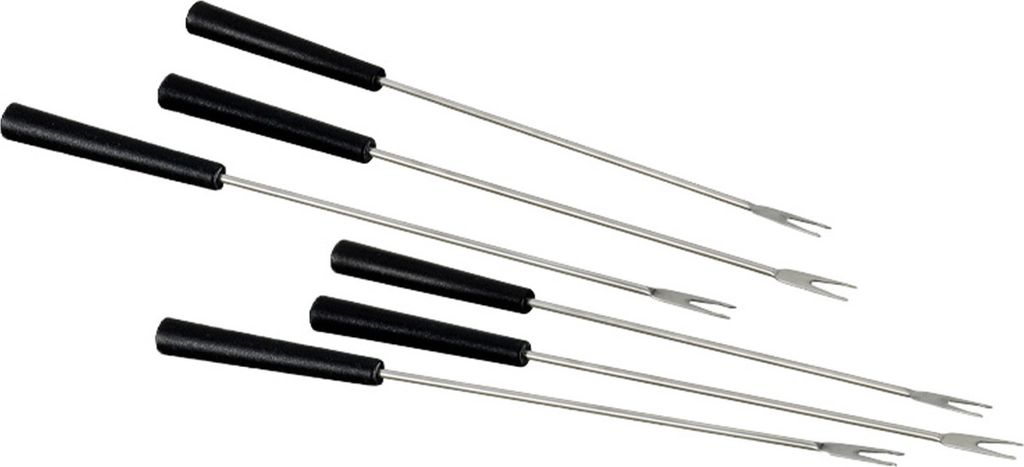 Unold 4874609 6x Fondue Gabeln-Set aus rostfreiem Edelstahl, Fonduebesteck, Fonduespieße mit Kunststoffgriff kompatibel mit 48746 Asia-Fondue