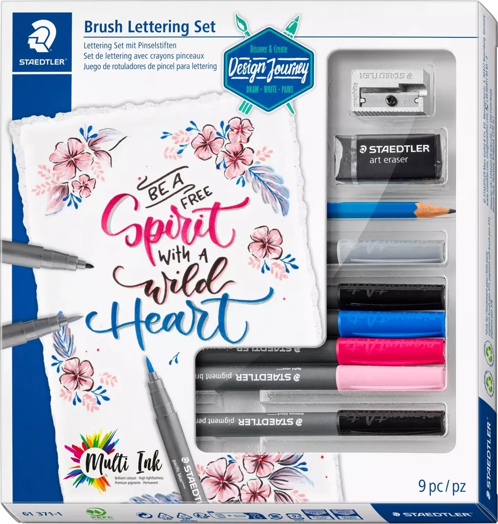 Kit calligraphie moderne STAEDTLER 61 371-1 pour lettrage créatif 9 ST