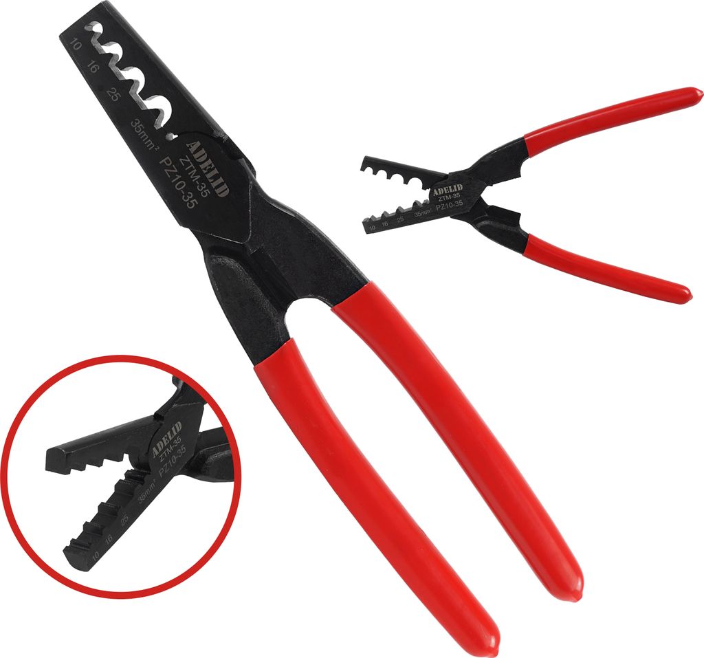 Crimpzange Quetschzange Presszange 10-35 mm² isolierte unisolierte Aderendhülsen