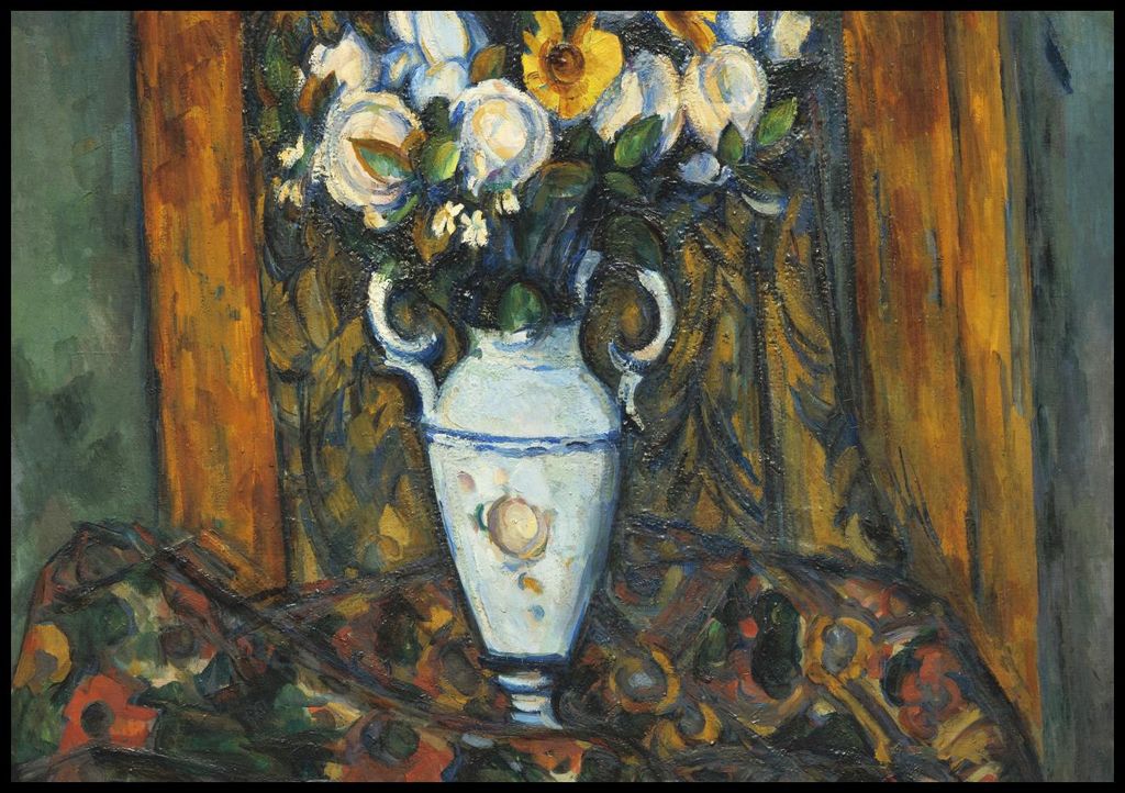 Poster 100x70cm Vase of Flowers, Paul Cezanne Vintage für das Wohnzimmer