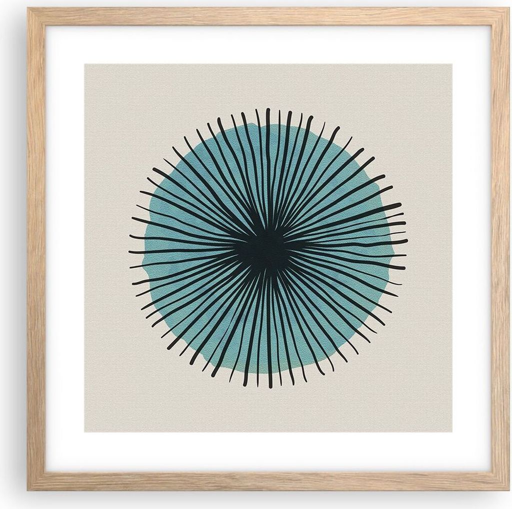 Gerahmtes Poster - Rahmen in heller Eiche - Auge Abstraktion Modern - 40x40 cm - Wand Bild - Wanddeko - Wandbilder - Wandposter - Bilderrahmen - Bi...