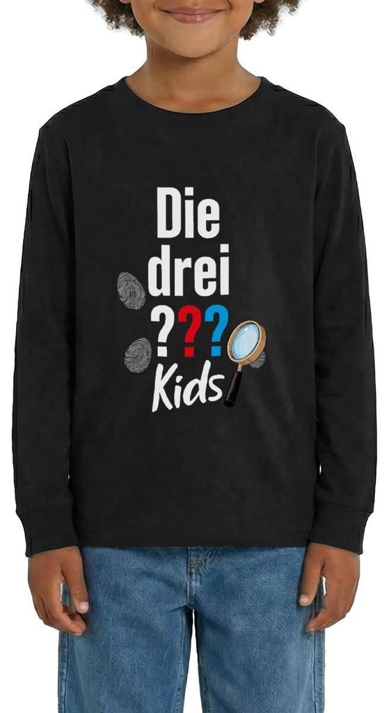 Spreadshirt Die Drei Fragezeichen Kids Logo und Gadgets Teenager Premium Langarmshirt, 146/152 (10 Jahre), Schwarz