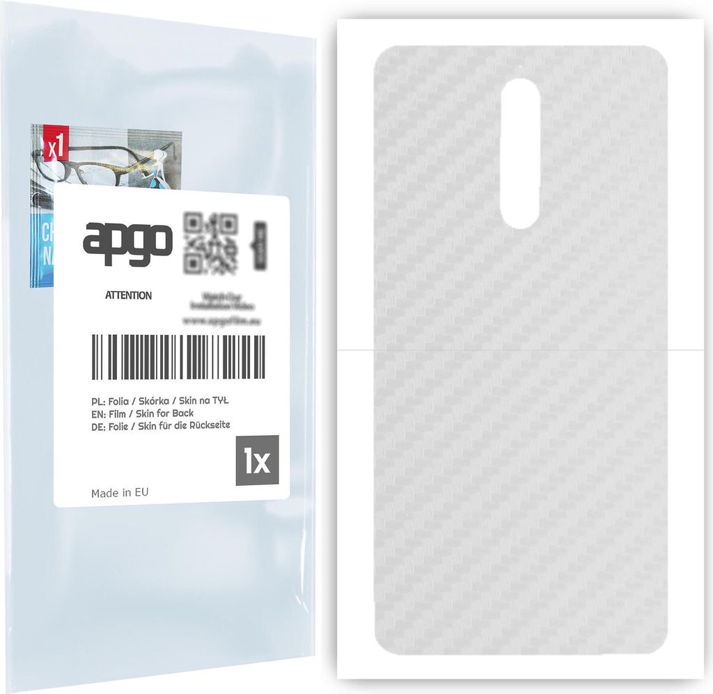 apgo Rückseite Schutzfolie für Nokia 8 - Hinten Schutzfolie Carbon Transparent (durchsichtig), Rückseite Folie schützt vor Kratzern und Finger...