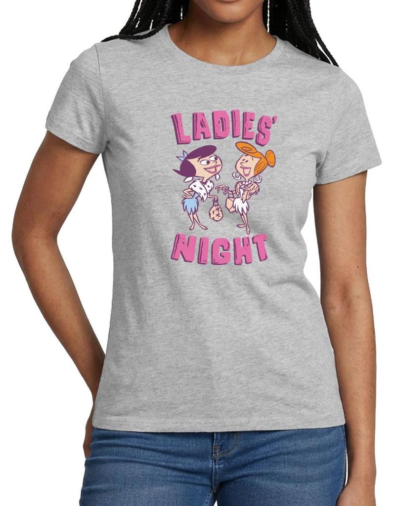 Spreadshirt The Flintstones Betty Und Wilma Ladies’ Night Frauen T-Shirt, XXL, Grau meliert