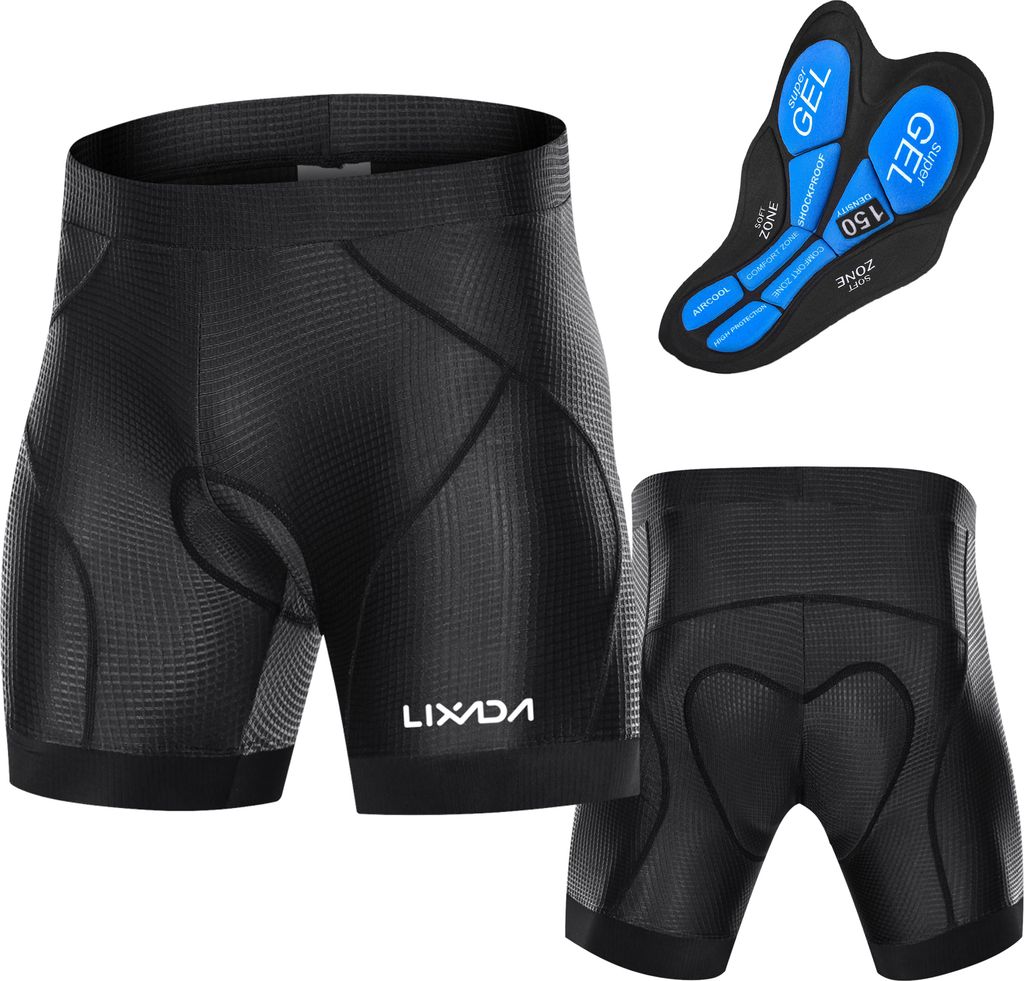 Lixada Men Bike Padded Shorts mit rutschfesten Beingriffen Radfahren 3D gepolsterte Unterw?sche Fahrradpolsterung Reitshorts Biking Unterw?sche Shorts