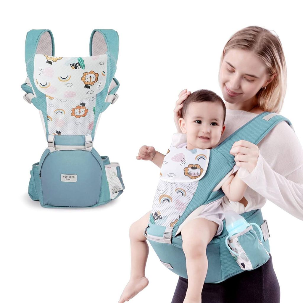 MODFU Babytrage für Neugeborene, 0–36 Monate, Babytrage für Neugeborene, ergonomische Babytrage mit Lendensitz, Babytragetuch mit Lätzchen