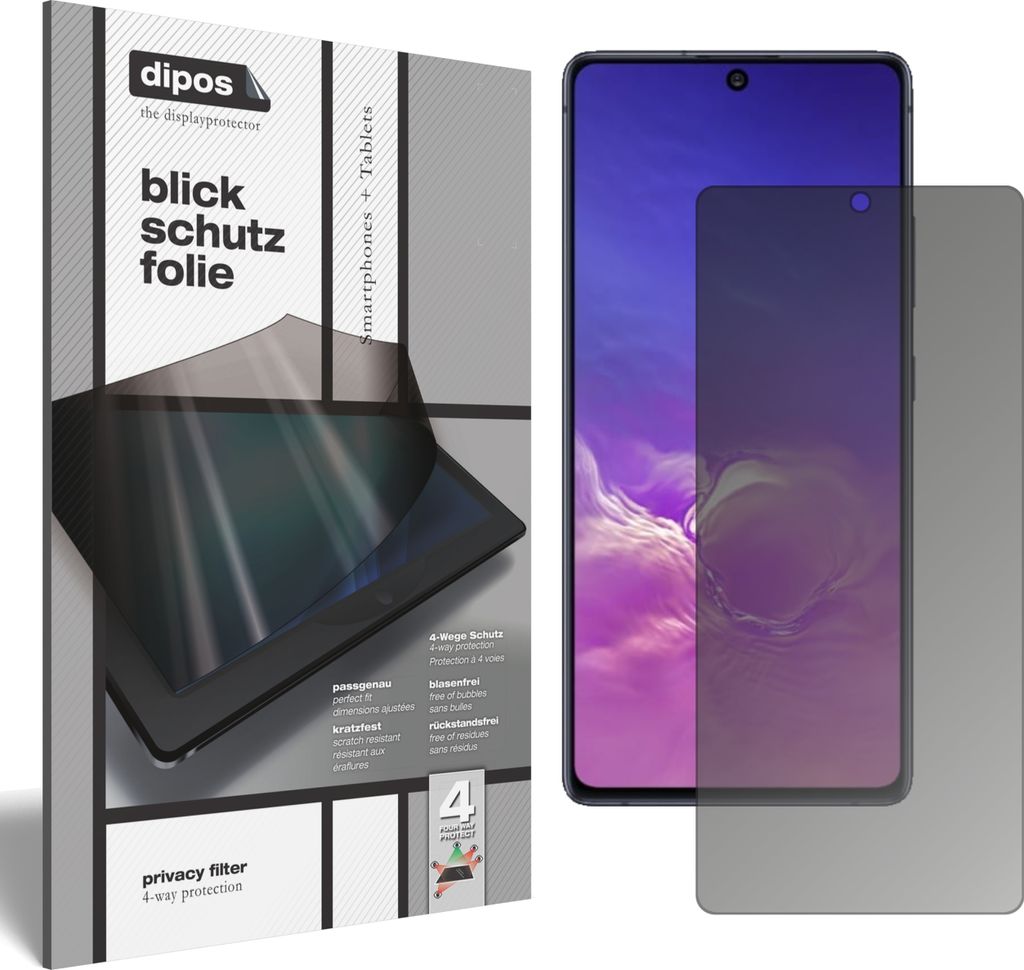 Blickschutzfolie für Samsung Galaxy S10 Lite matt Schutzfolie Folie Display Schutz dipos