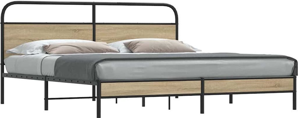 Maison Exclusive - Metallbett ohne Matratze Räuchereiche 180x200 cm