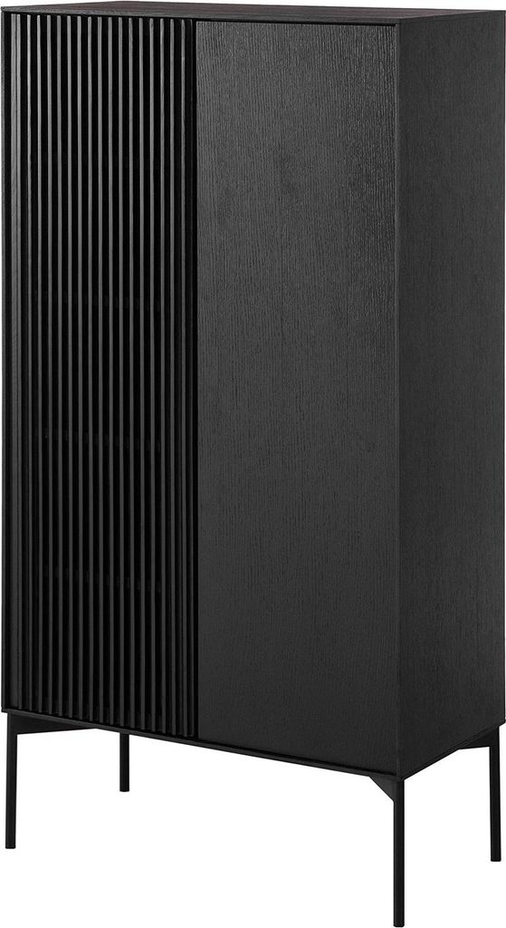 home24 Highboard - Echtholzfurnier - Eiche Schwarz