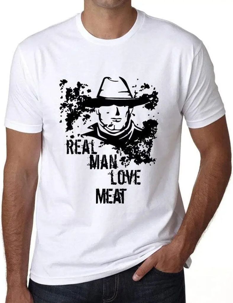 Herren Grafik T-Shirt Echte Männer lieben Fleisch – Real Men Love Meat – Öko-Verantwortlich Vintage Jahrgang Kurzarm Lustige Druck Geburtstag...