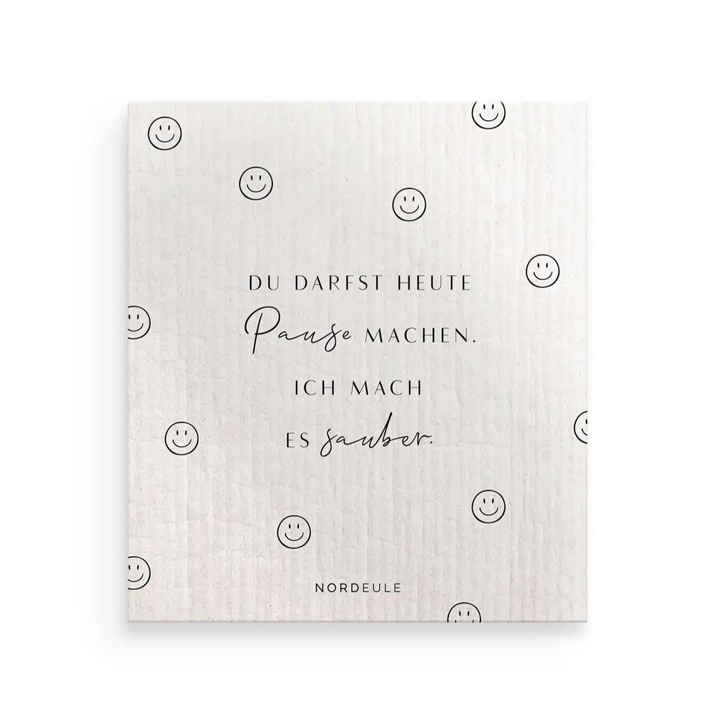 NORDEULE Schwammtücher 3 STÜCK Mach Pause Weiß | Reinigungstücher mit witzigem Spruch | ideal für Zuhause oder Geschenk zu Weihnachten Gebur...