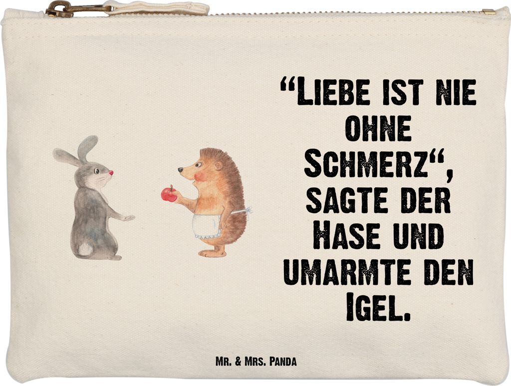 Mr. & Mrs. Panda Stiftemäppchen Hase Igel Größe M - Weiß - Geschenk, Waschbeutel, Pouch, Kosmetiktasche, Trösten, und, kosmetiktäschchen, Tre...