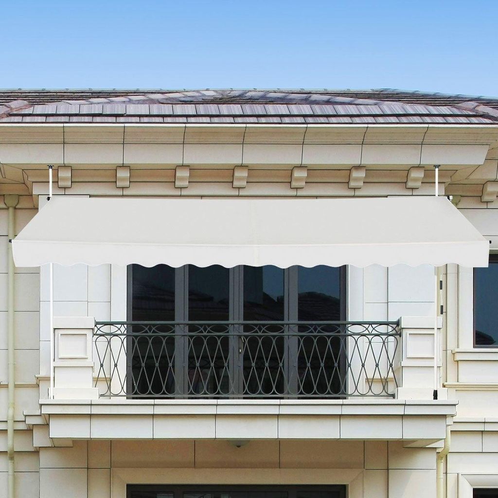 395 cm Breit Klemmmarkise ohne Bohren UV-beständige Balkonmarkise Höhenverstellbare Markise Beige