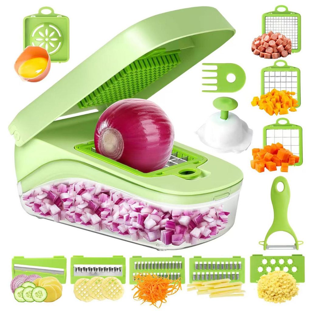17 in 1 Gemüseschneider Zerkleinerer Multifunktionale Lebensmittel Küche Veggie-Zerkleinerer Gemüseschneider Karotte und Knoblauch