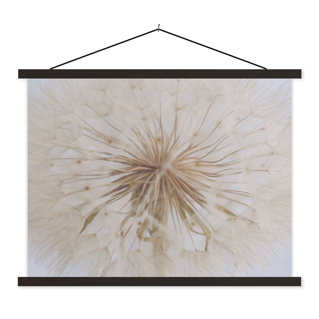 MuchoWow Textilposter Blumen - Löwenzahn - Entwurf 150x113 cm mit holzfarbenen Rahmen - Poster