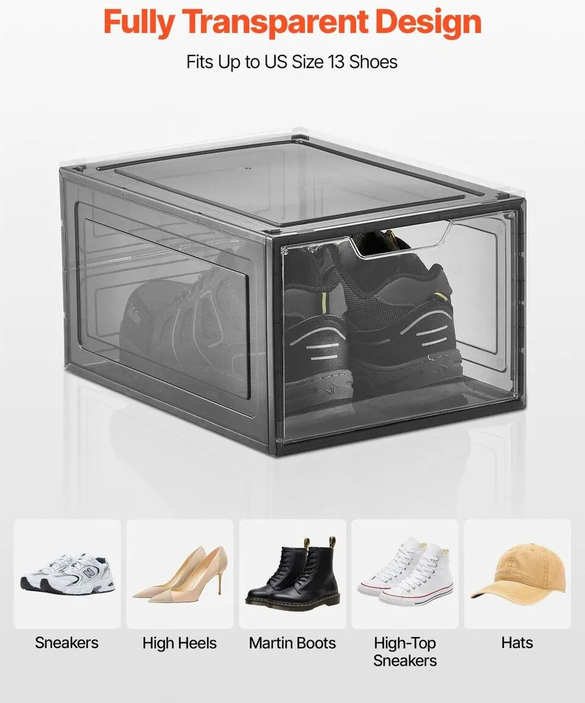 Rangement chaussures transparent US 13 - Structure robuste noir lot 6 - 6