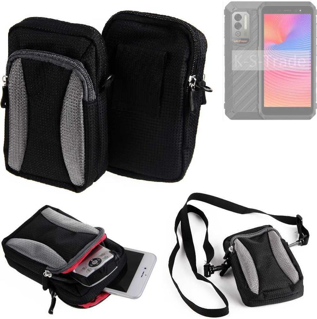 K-S-Trade Holster Schutz Hülle kompatibel mit Ulefone Power Armor X11 Handy Hülle Gürteltasche Umhängetasche mit Zusatzfach schwarz