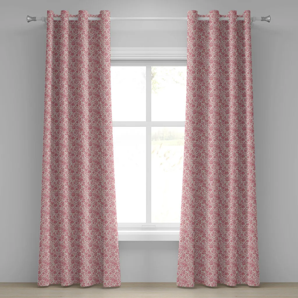 Rideau salon corail vintage pour ambiance romantique 280 cm x 245 cm