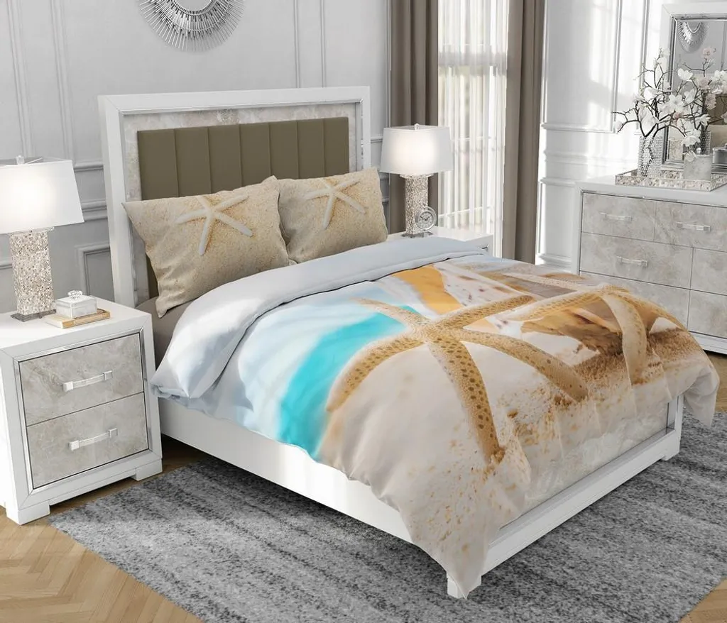 Biancheria da letto 160x200 cm + 2x70x80 cm, set 3 pezzi, 100% cotone, cerniera, Mare, multicolore - SOVIO | So.0027