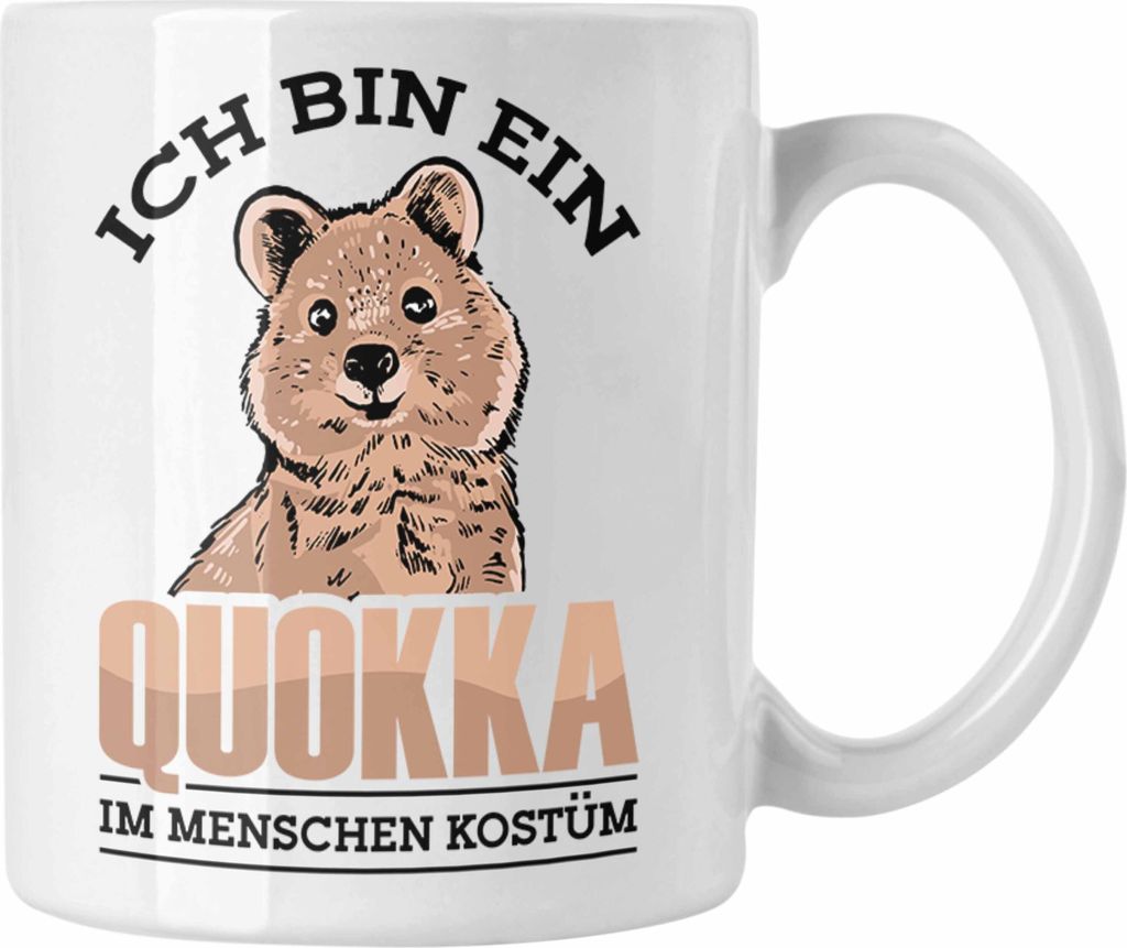 Trendation - Lustige Tasse Quokka-Motiv Geschenk für Quokka Liebhaber Menschen Kostüm (Weiß)